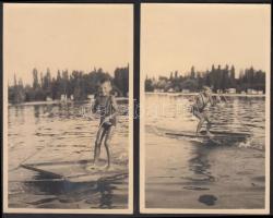 cca 1930-1940 Vízisí, 2 db fotó, 8x13 cm
cca 1930-1940 Kisfiú vízisível, 2 db fotó, 8x13 cm
