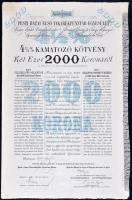 1909. "Pesti Hazai Első Takarékpénztár-Egyesület" 4 1/2% Kamatozó Kötvénye 2000K-ról szelvényekkel T:II