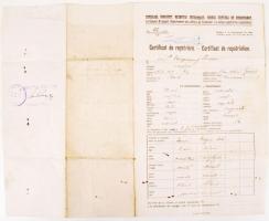 1919 Román fényképes vissza(ki)-telepítési igazolvány magyar férfi és gyermekei részére / Romanian r...