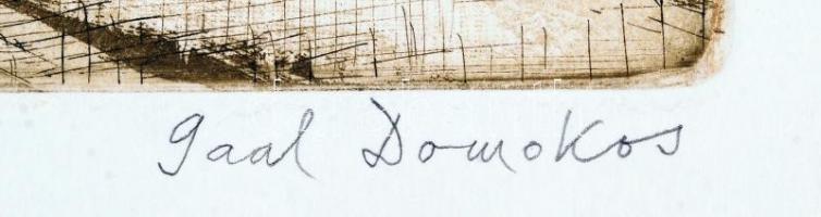 Gaál Domonkos (1940-2009): Szatmári utca.  Színezett rézkarc 100/88, papír, jelzett, felcsavarva, 26...