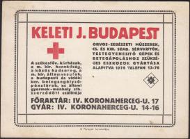 1914 Budapest V. Keleti J. orvosi műszer bolt reklám