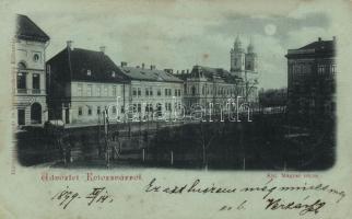 1899 Kolozsvár, Magyar utca, Református templom / Hungarian street, calvinist church, shop (EK)