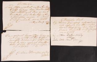 cca 1800 Olaszliszka környéki földbirtokosok által aláírt 3 db magyar nyelvű nyugta