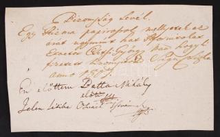 cca 1800 Olaszliszka környéki földbirtokosok által aláírt 3 db magyar nyelvű nyugta