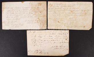 cca 1800 Olaszliszka környéki földbirtokosok által aláírt 3 db magyar nyelvű nyugta