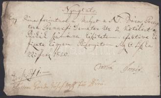 cca 1820 Olaszliszka környéki földbirtokosok által aláírt 3 db magyar nyelvű nyugta