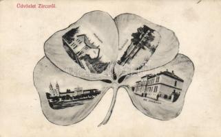 Zirc lóhere, vasútállomás, park, templom, Járásbíróság (ázott / wet damage)