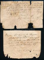 cca 1820 Olaszliszka környéki földbirtokosok által aláírt 3 db magyar nyelvű nyugta