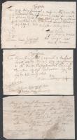 cca 1820 Olaszliszka környéki földbirtokosok által aláírt 3 db magyar nyelvű nyugta