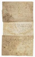 cca 1810 Olaszliszka környéki földbirtokosok által aláírt 3 db magyar nyelvű nyugta