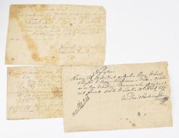 cca 1810 Olaszliszka környéki földbirtokosok által aláírt 3 db magyar nyelvű nyugta