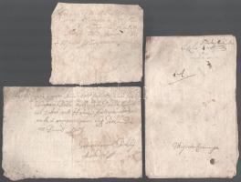 cca 1800 Olaszliszka környéki földbirtokosok által aláírt 3 db magyar nyelvű nyugta