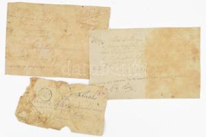 cca 1820 Olaszliszka környéki földbirtokosok által aláírt 3 db magyar nyelvű nyugta