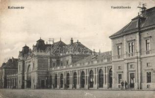 Kolozsvár, Vasútállomás; Bernát papírosáruház kiadása / railway station (Rb)