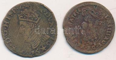Franciaország 1656B Liard Cu "XIV. Lajos" + Spanyol Németalföld / Brabant 1591. Liard Cu "II. Fülöp" T:3,3- France 1656B Liard Cu "Louis XIV" + Spanish Netherlands / Brabant 1591. Liard Cu "Philip II" C:F,VG Krause KM#192.2