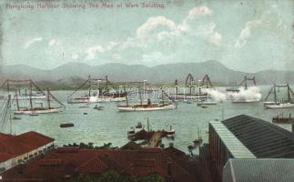 Hong Kong harbour, saluting (small tear)