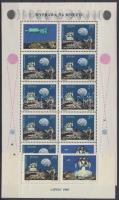 Apollo 11 stamp with coupon + minisheet, Apolló 11 szelvényes bélyeg + kisív