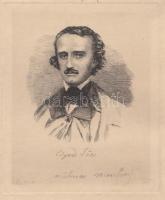 XIX. század. Edgar Allan Poe portréja. Mélina Monfray jelzéssel. Rézmetszet, papír, / etching 20*25 cm.