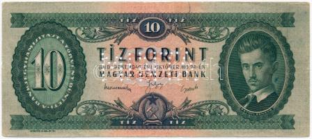 1949. 10Ft "A 088 - 065821" sorozat és sorszámmal illetve "MINTA" perforációval T:III Hungary 1949. 10 Forint with "A 088 - 065821" serial number and with "MINTA" (SPECIMEN) perforation C:F Adamo F3M1