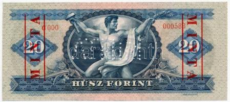 1969. 20Ft "C 000 - 000583" sorozat és sorszámmal illetve piros "MINTA" felülnyo...
