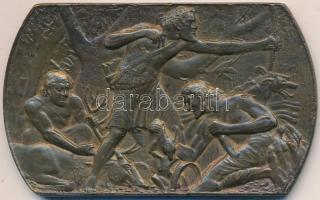 Ausztria 1910. Első Nemzetközi Vadászkiállítás Br plakett (80x45mm) szign.: Heida T:2 Austria 1910. Erste Internationale Jagdausstellung / First International Hunting Expo bronze plaque (80x45mm) sign.: Heida C:XF