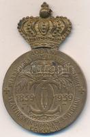 Románia 1939. "I. Károly koronázásának századik évfordulója" Br koronás medál függesztőkarika nélkül szign.:W.Becker T:2  Romania 1939. "Coronation centennial of Charles I" Br medallion without suspension ring sign.: W. Becker C:XF