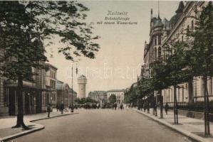 Katowice, Kattowitz; Bahnhofstrasse, Wasserturm / street of the railway station, water tower (b)