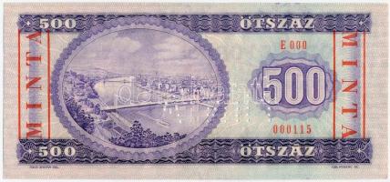 1980. 500Ft "E 000 - 000115" sorozat és sorszámmal illetve piros "MINTA" felülny...