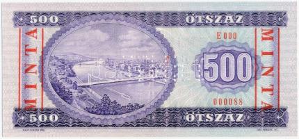1990. 500Ft "E 000 - 000088" sorozat és sorszámmal illetve piros "MINTA" felülny...
