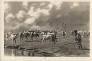 19 db régi művészi lap a Hortobágyról / 19 art cards, Hortobágy, pinx. Kovács, Pálfy József