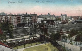 Katowice, Kattowitz; Mühlstrasse / street, railway station