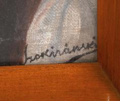 Olvashatatlan jelzéssel:Idős férfi portré. Olaj, vászon, üvegezett keretben, 36×28 cm