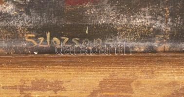 Szlazsán jelzéssel: Asztali csendélet. Olaj, fa lemez, antik keretben, 44×39 cm