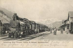 Sankt Michael in Obersteiermark, Schnellzug Wien-Pontafel / Express trains, steam-engine