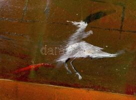 Fábián Gyöngyvér (1944-): Fehér madár. Olaj, farost, jelzett, üvegezett keretben, 30×40 cm