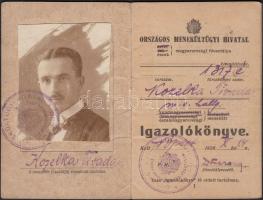 1920 Országos Menekültügyi Hivatal fényképes igazolókönyv