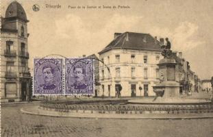 Vilvoorde, Place de la Station, Statue de Portaels / square, Grand Hotel, statue