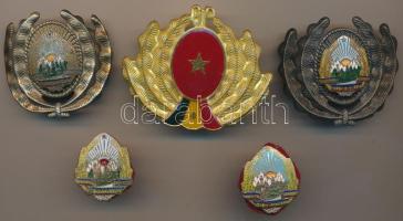 Románia ~1970-1980. 5db sapkajelvény kis dobozban T:vegyes Romania ~1970-1980. 5pcs of cap badges in small case C:mixed