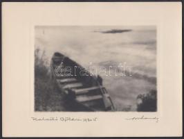 1930 Orphanidesz János (1876-1939): Halastó Balatonföldváron, vintage fotóművészeti alkotás ceruzával aláírva, művészfólián keresztül másolva, képméret 12x17 cm, papírméret 18x24 cm