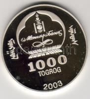 Mongólia 2003. 1000T Ag "Dzsingisz Kán" T:PP