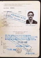 1983 Olasz útlevél, sok illetékbélyeggel és pecséttel / 1983 Italian passport