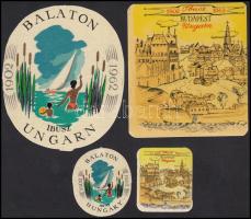 1962 IBUSZ címkék: Balaton, Budapest, 4 db