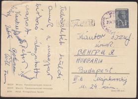 A Magyar birkózó válogatott tagjainak aláírása képeslapon