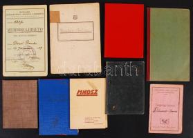 1929-1974 9 db okmány (Magyar-Szovjet Társaság tagsági igazolvány, Magyar Nők Demokratikus Szövetsége, Szakszervezeti Tagsági Könyv, Freier Deutscher Gewerksschaftsbund, stb.)