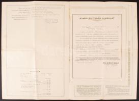 1937 Adriai Biztosító biztosítási kötvény szerződésekkel