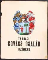 cca 1920 A tasnádi Kovács család rajzolt címere,szakadásokkal, kartonlapon, 48×40 cm