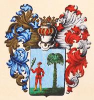 cca 1920 A tasnádi Kovács család rajzolt címere,szakadásokkal, kartonlapon, 48×40 cm