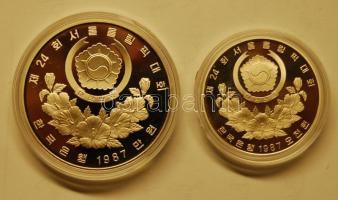 Dél-Korea 1987 5$ 5000W Ag + 10.000W Ag T:PP eredeti díszdobozban, tanusítvánnyal