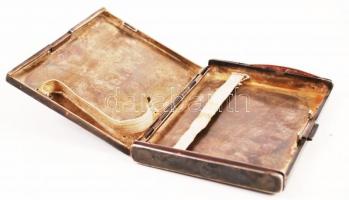 Ezüst monogramos cigaretta tálca, több funkciós, sérült, jelzett, nettó:147 g, 11,5×8 cm