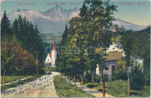 1917 Tátralomnic, Tatranská Lomnica; Evangélikus templom / church (kis szakadás / small tear))